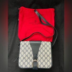 Gucci vintage monogram logo blue crossbody